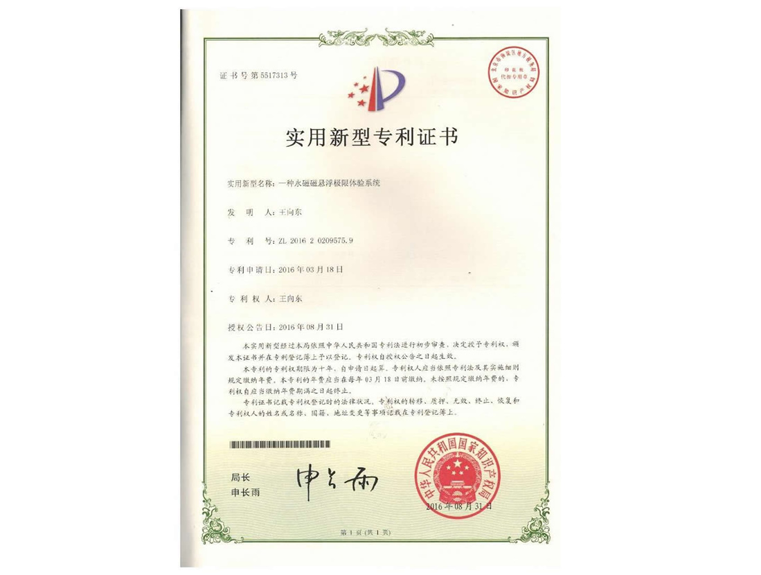 一种永磁磁悬浮极限体验系统